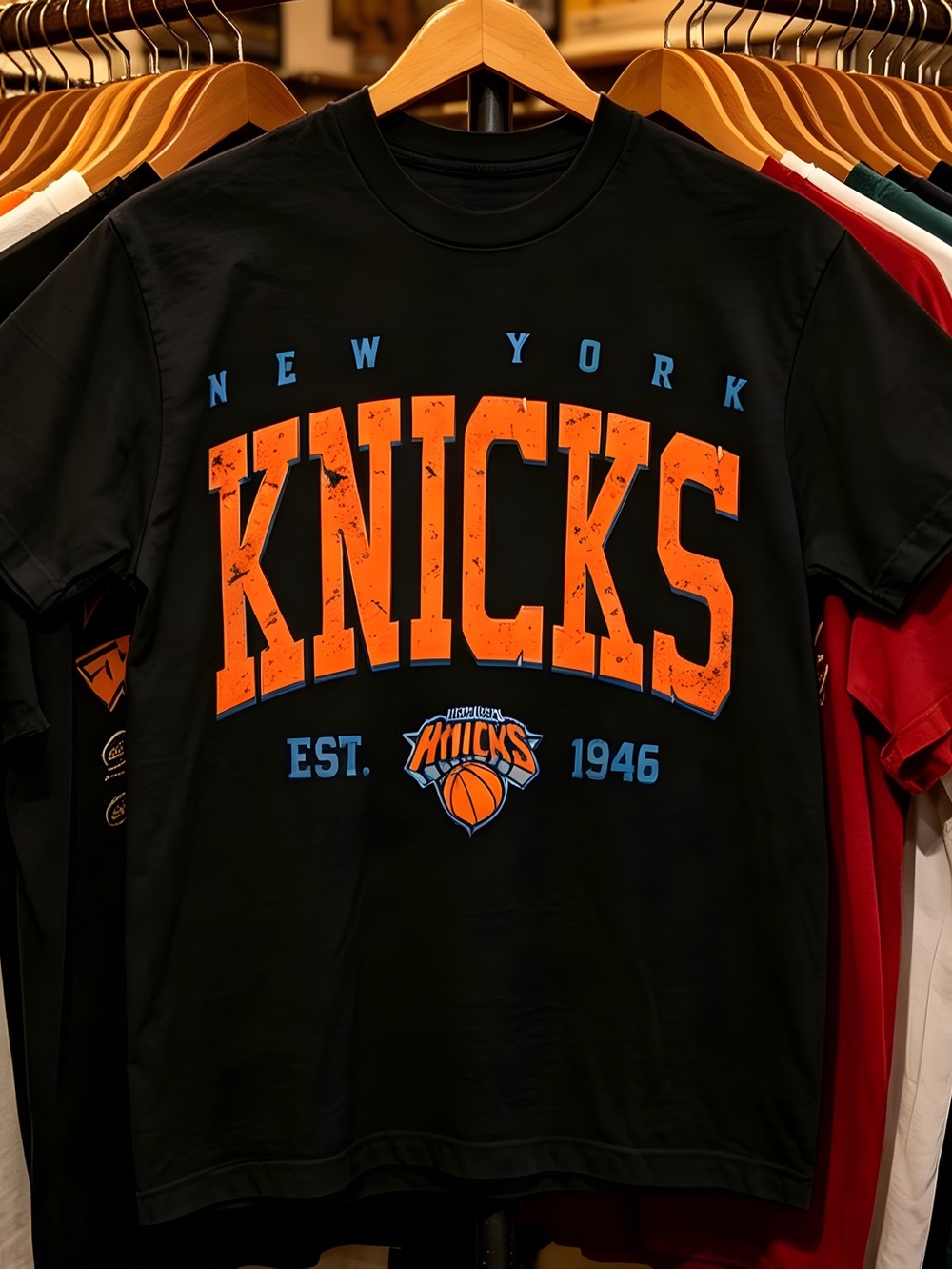 NEW New York Knicks  Black T-shirt with 'KNICKS', vintage Shirt